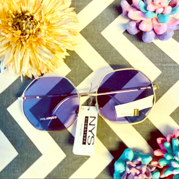 NYS Collection Purple and Gold Hex Sunglasses - Picture 1 of 8